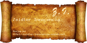 Zeidler Innocencia névjegykártya